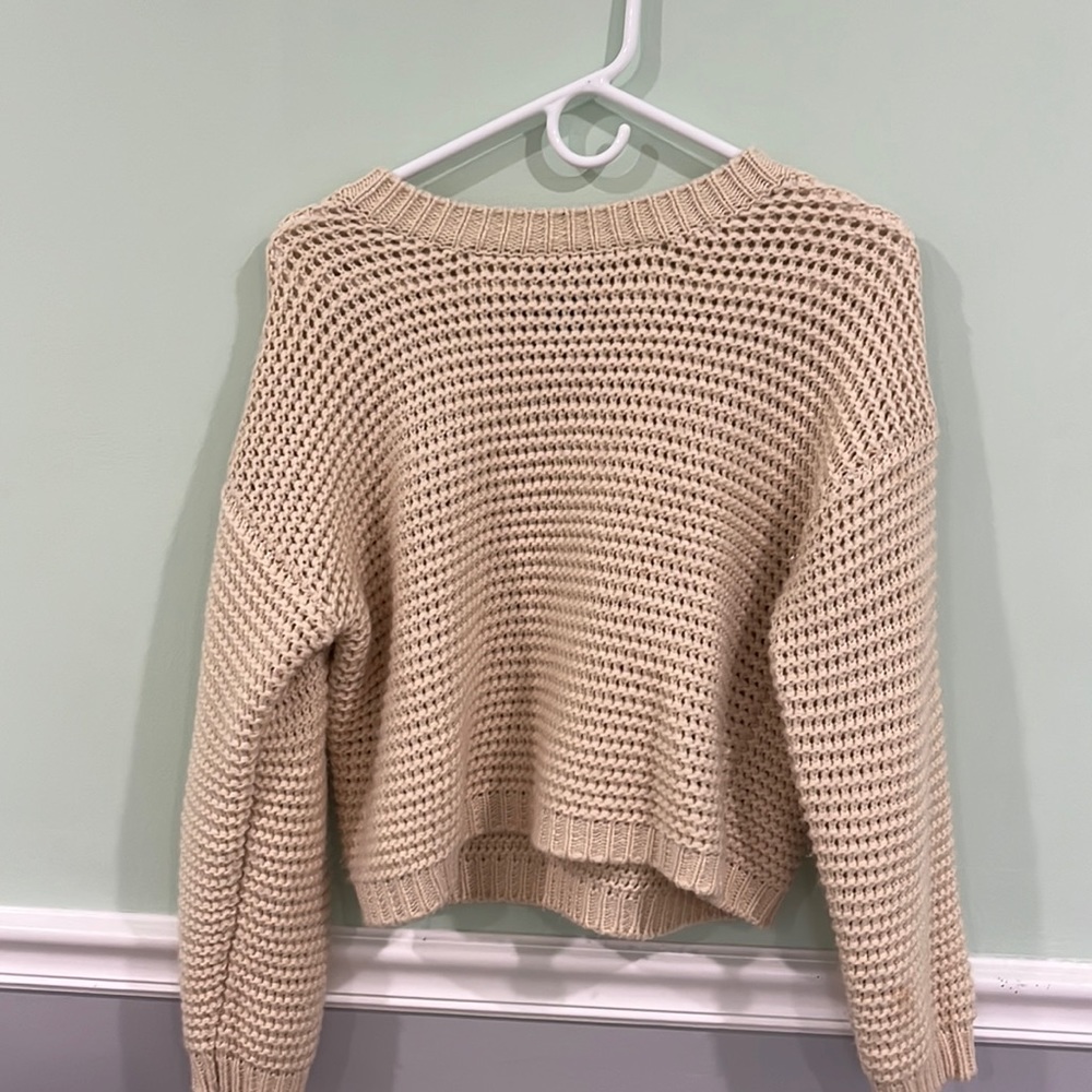 cream chunky-knit sweater